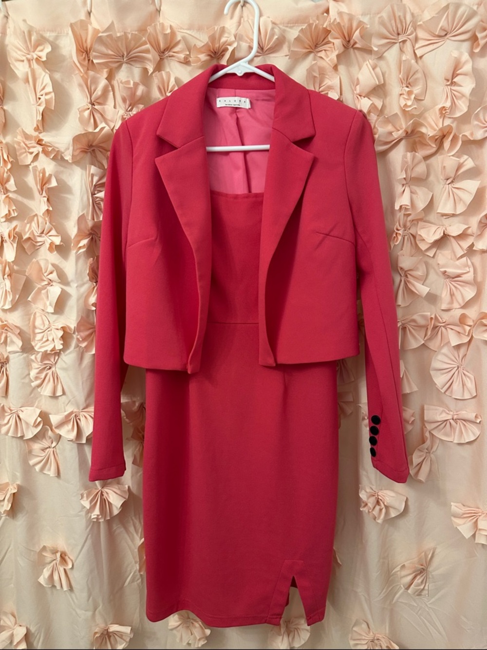 Unbranded Pink Sheath Dress with Matching Cropped Blazer